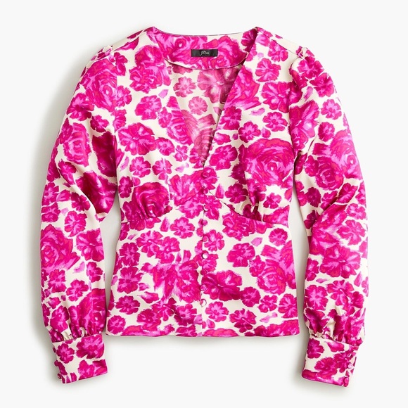 🎉HPx2🎉 J.Crew V-Neck Button Top Shaded Floral Sz00 - Picture 2 of 10